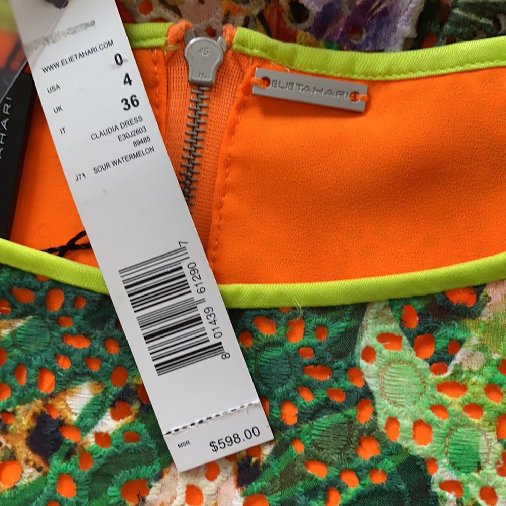 Ellie Tahari tropical print dress. Sz 0. NWT $598 - Picture 10 of 11
